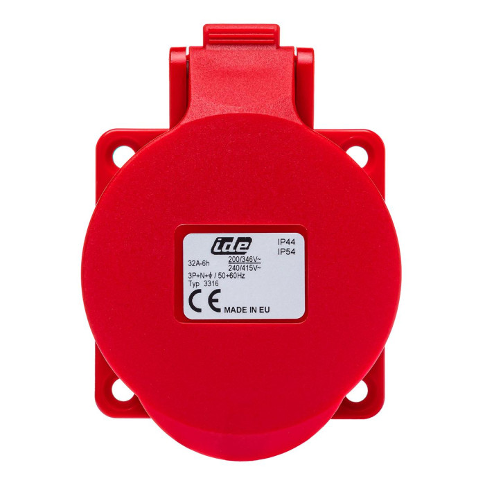 Розетка вбудована пряма IDE MUNDIAL 3P+N+E 32A 200/346–240/415V IP44