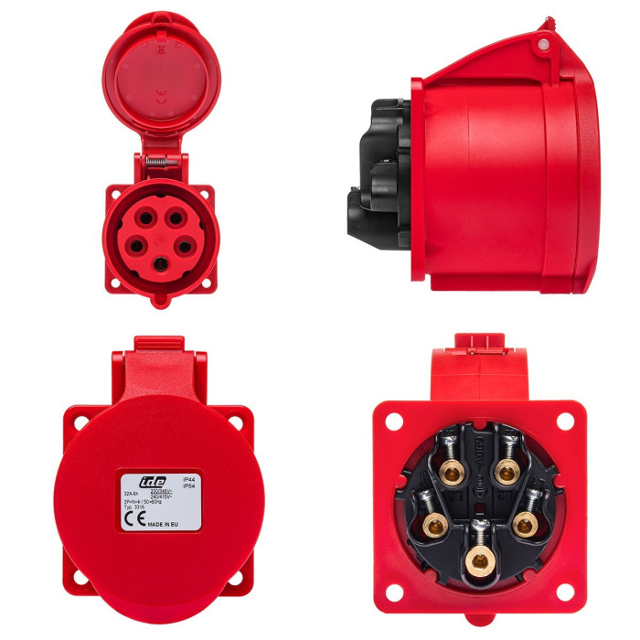 Розетка вбудована пряма IDE MUNDIAL 3P+N+E 32A 200/346–240/415V IP44