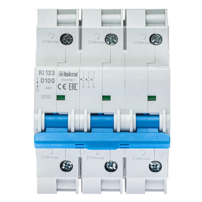 Модульний автоматичний вимикач ISKRA RI123 3P D100A 10кА - 786100534000