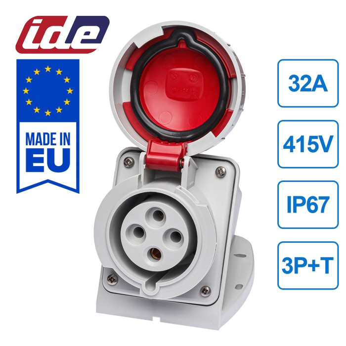 Розетка настінна IDE MUNDIAL 3P+E 32 А 380–415 В IP66-67 - 03825