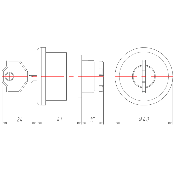 ECX 1141 Грибоподібна кнопка червона із замком, з фіксацією