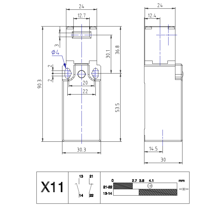 Кінцевий вимикач COMEPI PG11 90° регулювальна головка 1NO + 1NC повільної дії - SP3K10X11