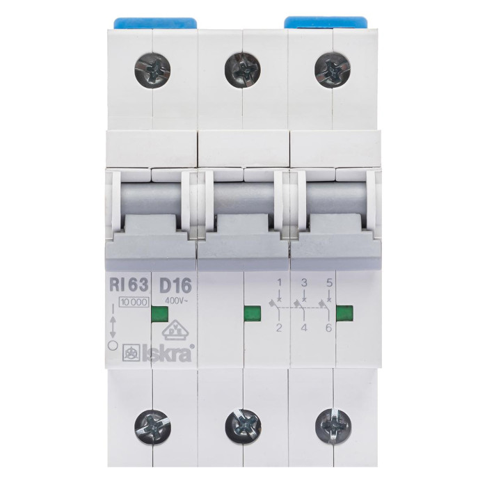 Модульний автоматичний вимикач ISKRA RI63 3P D16A 10кА - 786100120000