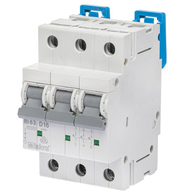 Модульний автоматичний вимикач ISKRA RI63 3P D16A 10кА