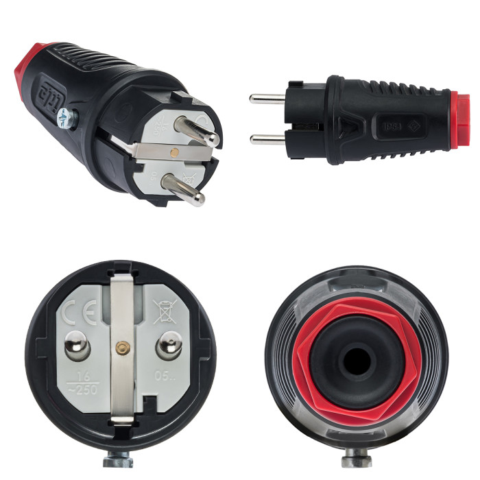 Вилка кабельна IDE SCHUKO 2P+E 16A 220–250V IP54