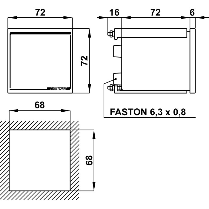 Амперметр цифровий FRER D72 72×72 80–260 AC/DC 0-60мВ