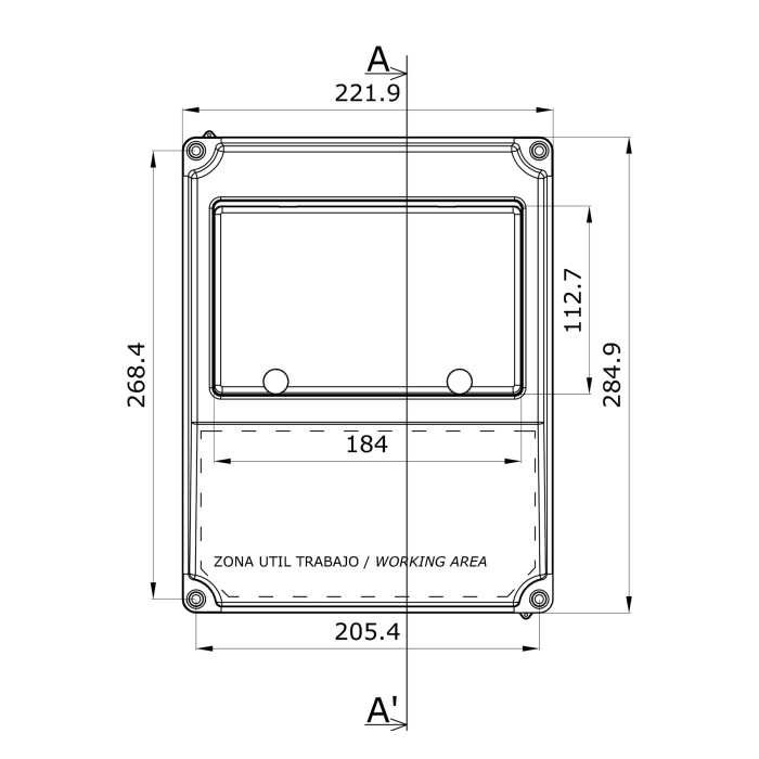 178P/RR Настінний корпус для сил. розеток PRYMA 1х9 MOD 284х222х122мм IP67 з шинами N+PE