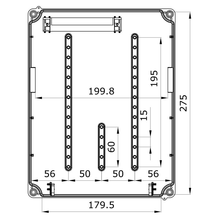 178P/RR Настінний корпус для сил. розеток PRYMA 1х9 MOD 284х222х122мм IP67 з шинами N+PE