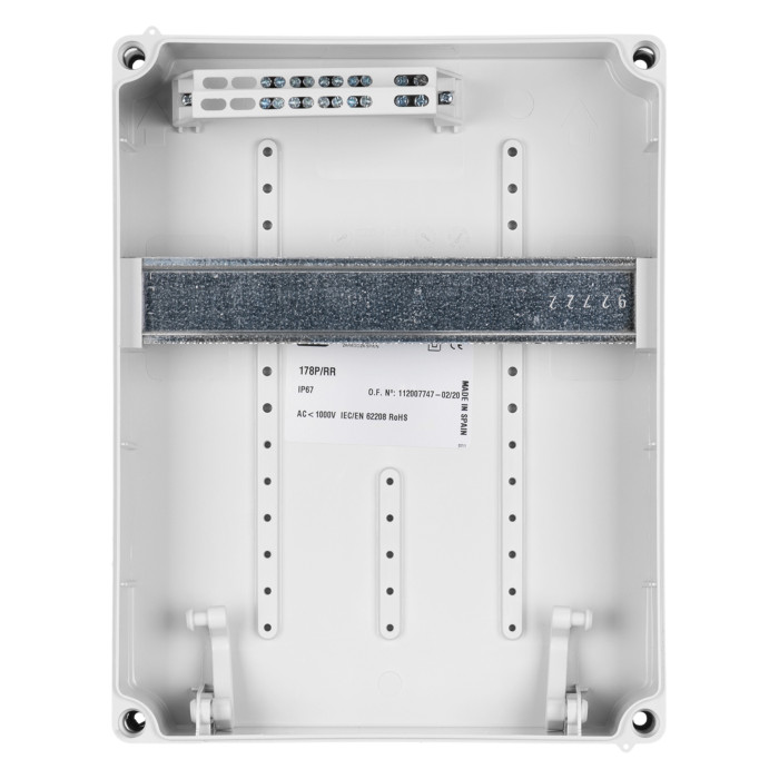 178P/RR Настінний корпус для сил. розеток PRYMA 1х9 MOD 284х222х122мм IP67 з шинами N+PE