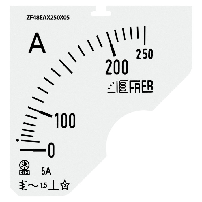 Шкала амперметра FRER ZF 250/5А В - ZF48EAX250X05