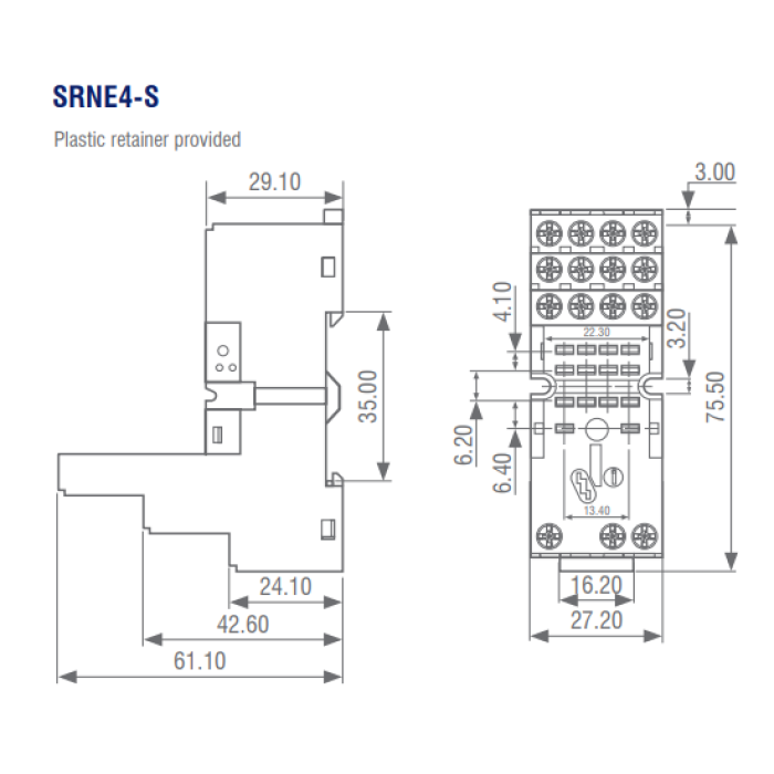 SRNE4-S Цоколь для реле HYE41 (з скобою)