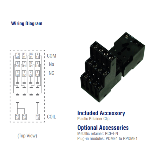 SRNE4-S Цоколь для реле HYE41 (з скобою)