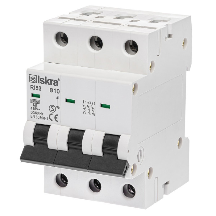 Модульний автоматичний вимикач ISKRA RI53 3P B10A 6кА - 786091157000