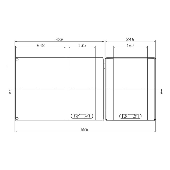 CSN24PT/RR Настінний корпус для сил. розеток STAR 2х12 MOD 688x310x147мм, IP65 з шинами N+PE