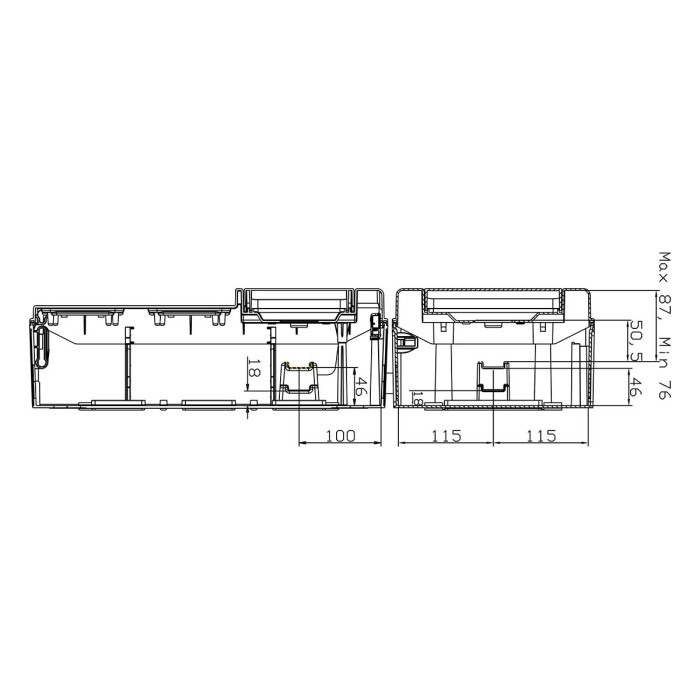 CSN24PT/RR Настінний корпус для сил. розеток STAR 2х12 MOD 688x310x147мм, IP65 з шинами N+PE