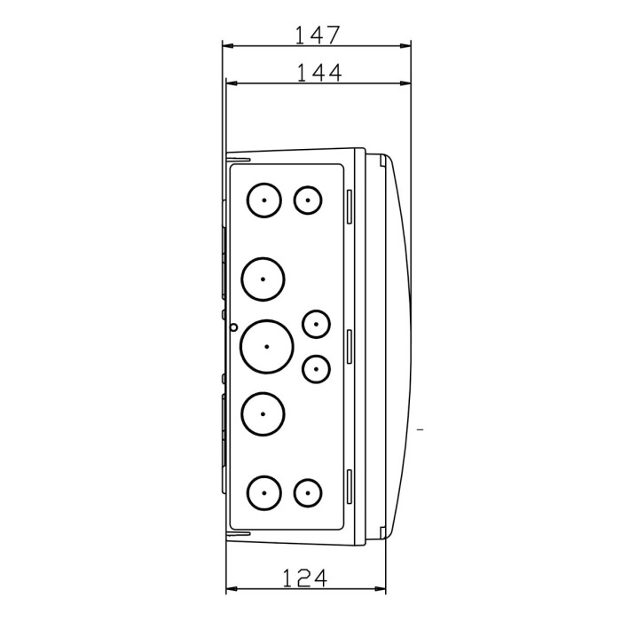 CSN24PT/RR Настінний корпус для сил. розеток STAR 2х12 MOD 688x310x147мм, IP65 з шинами N+PE