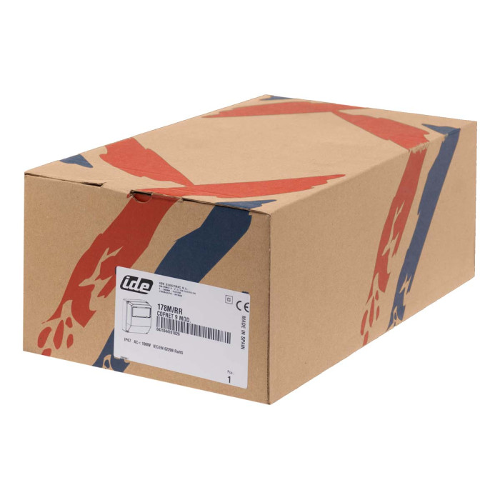 178M/RR Настінний корпус для сил. розеток PRYMA 1х9 MOD 369x222x130мм IP67 з шинами N+PE