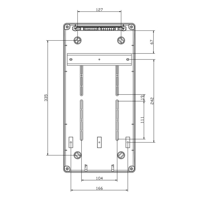 CSN9PT/RR Настінний корпус для сил. розеток STAR 1х9 MOD 436x210x137мм, IP65 з шинами N+PE