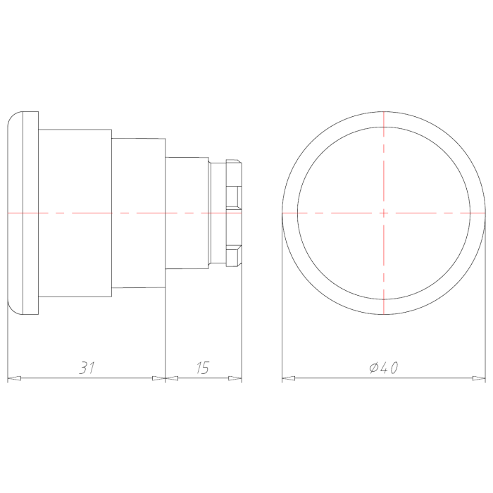 ECX 1131 Кнопка грибоподібна червона, з фіксацією
