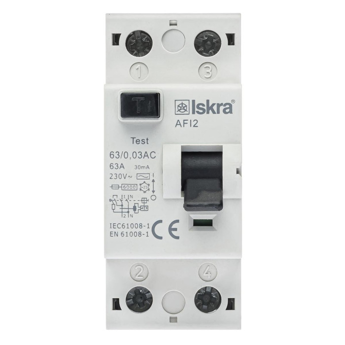 Пристрій захисного відключення ISKRA AFI2 63A 1P+N 0.03А - 786101156000