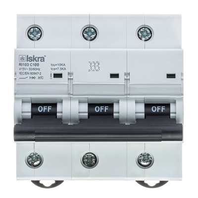 Модульний автоматичний вимикач ISKRA RI103 3P C100A 10кА