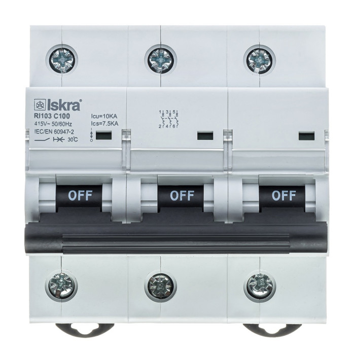 Модульний автоматичний вимикач ISKRA RI103 3P C100A 10кА - 786101260000