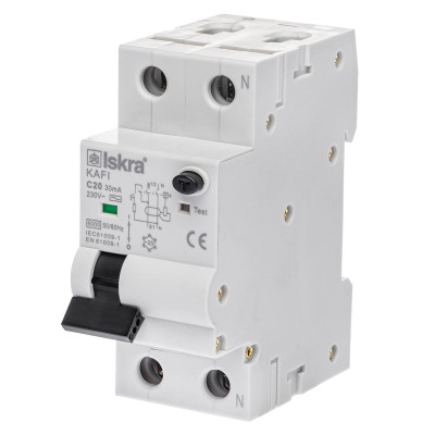 Диференційний автоматичний вимикачISKRA KAFI2 1P+N C20A/0.03 10кА