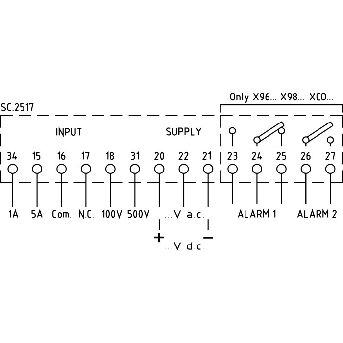 Амперметр-вольтметр цифровий FRER X96 96 × 96 115–230 AC В 5 A/600 В - X96US6PROGXXS