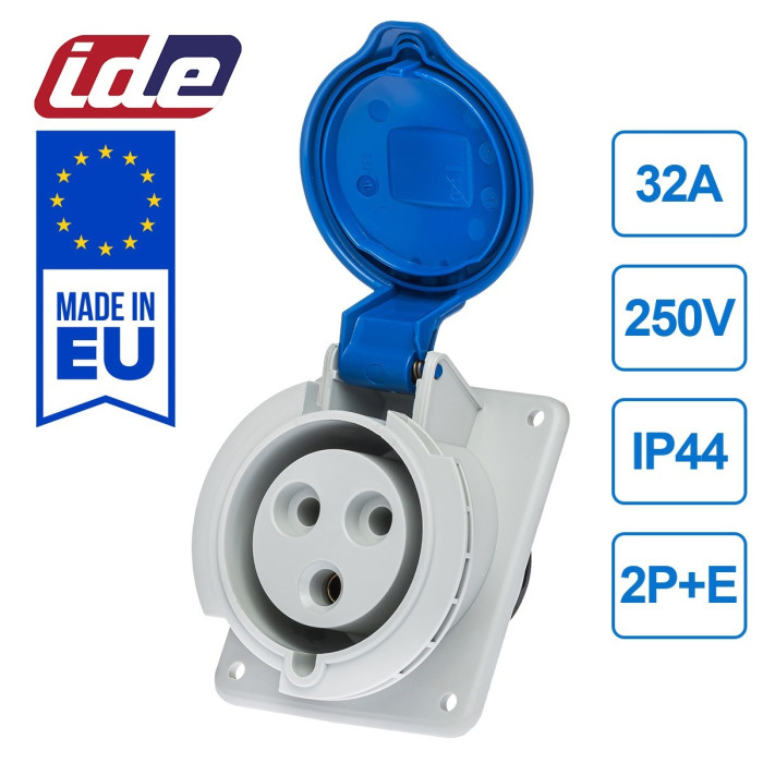 Розетка вбудована похила IDE MUNDIAL 2P+E 32 А 200–250 В IP44 - 02304