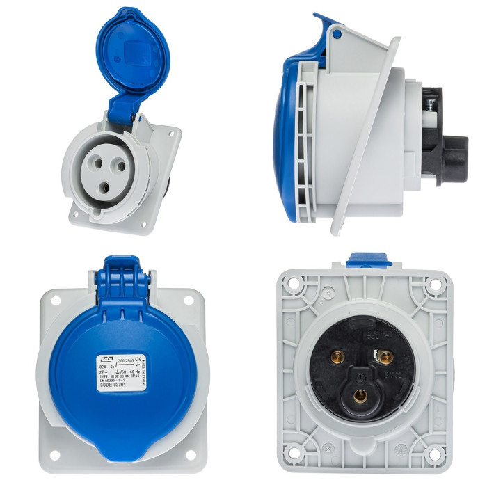 Розетка вбудована похила IDE MUNDIAL 2P+E 32 А 200–250 В IP44 - 02304