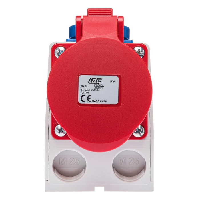 Розетка комбінована IDE SCHUKO 3P+N+E 32 А 200/346–240/415 В IP44 - 00316