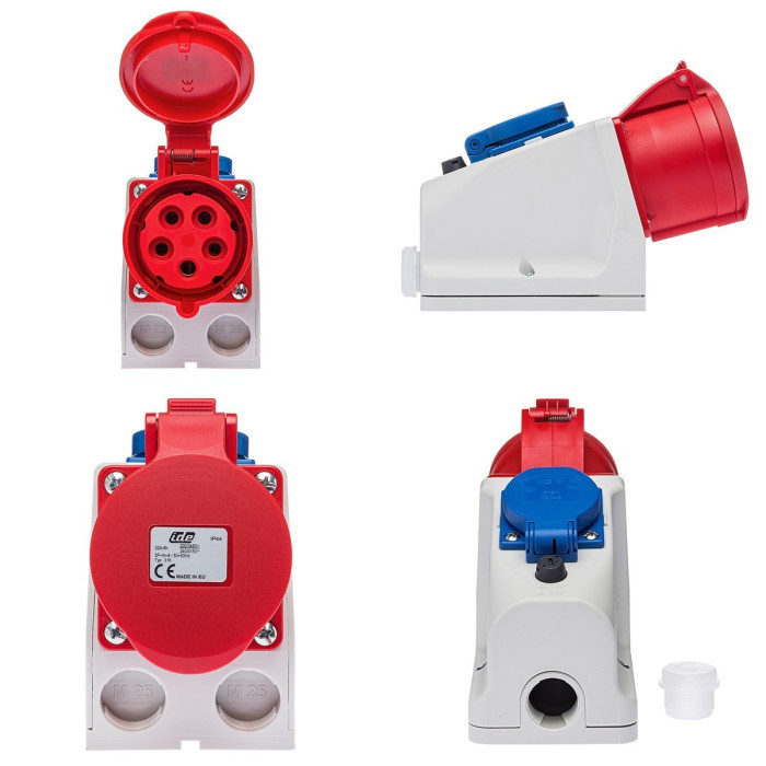 Розетка комбінована IDE SCHUKO 3P+N+E 32 А 200/346–240/415 В IP44 - 00316