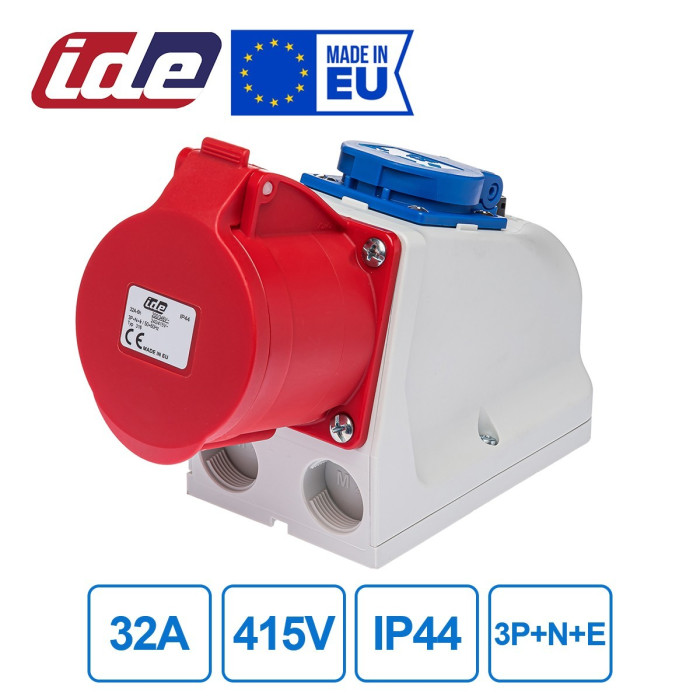 Розетка комбінована IDE SCHUKO 3P+N+E 32 А 200/346–240/415 В IP44 - 00316