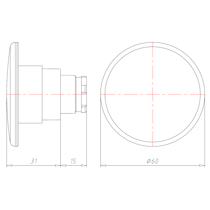 Грибоподібна кнопка 60 мм, червона COMEPI - ECX 1137