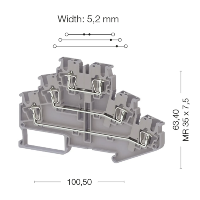 Клема Klemsan SRD Трирівнева 2.5 мм - 0.0.0.3.11549