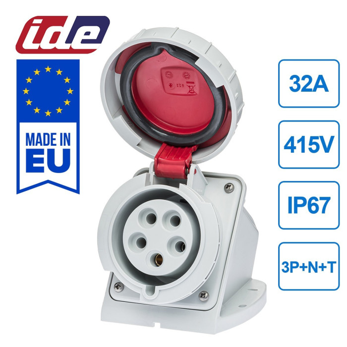 Розетка  настінна IDE MUNDIAL 3P+N+E 32 А 200/346–240/415 В IP66-67 - 03826