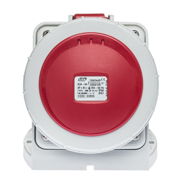 Розетка  настінна IDE MUNDIAL 3P+N+E 32 А 200/346–240/415 В IP66-67 - 03826