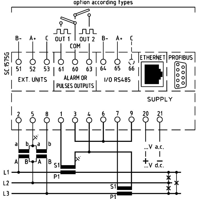 Аналізатор мережі щитовий 96х96мм FRER, 4 LED дісплея, 100-400V 1-5A RS485+Ethernet - Q96B4W005ECQSU