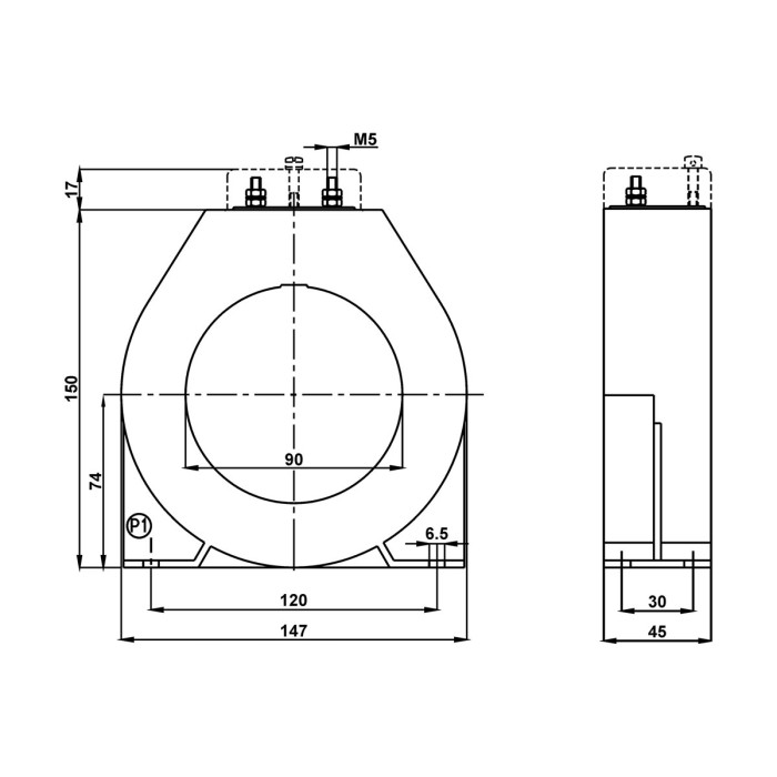 Трансформатор струму високоточний FRER TAT090 1000 А 1000/5 - TAT0901K0S05