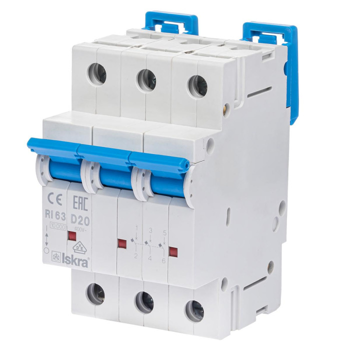 Модульний автоматичний вимикач ISKRA RI63 3P D20A 10кА - 786100121000