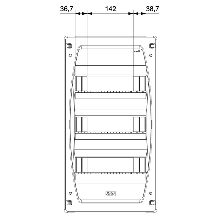 Корпус розподільчий IDE GOLD, 3x12 (36) модулі, навісного виконання, прозорі двері, IP40 - GPS36PT/RR