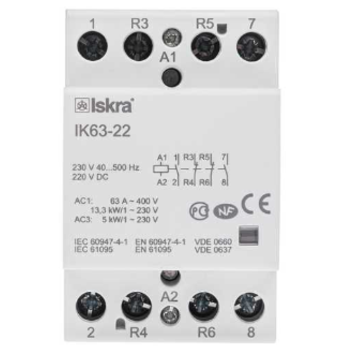 Модульний контактор ISKRA IKA 63A 230В AC 2NO+2NC - 030045523000