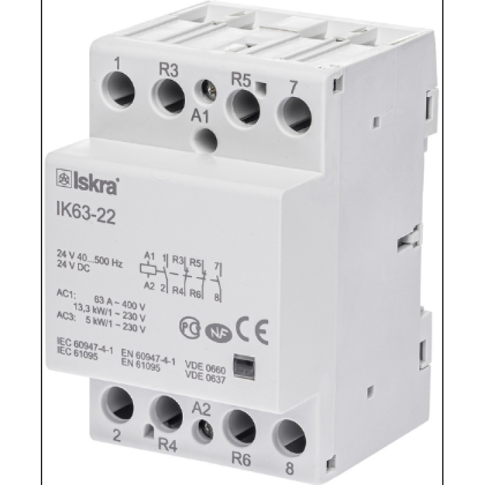 Модульний контактор ISKRA IKA 63A 230В AC 2NO+2NC - 030045523000