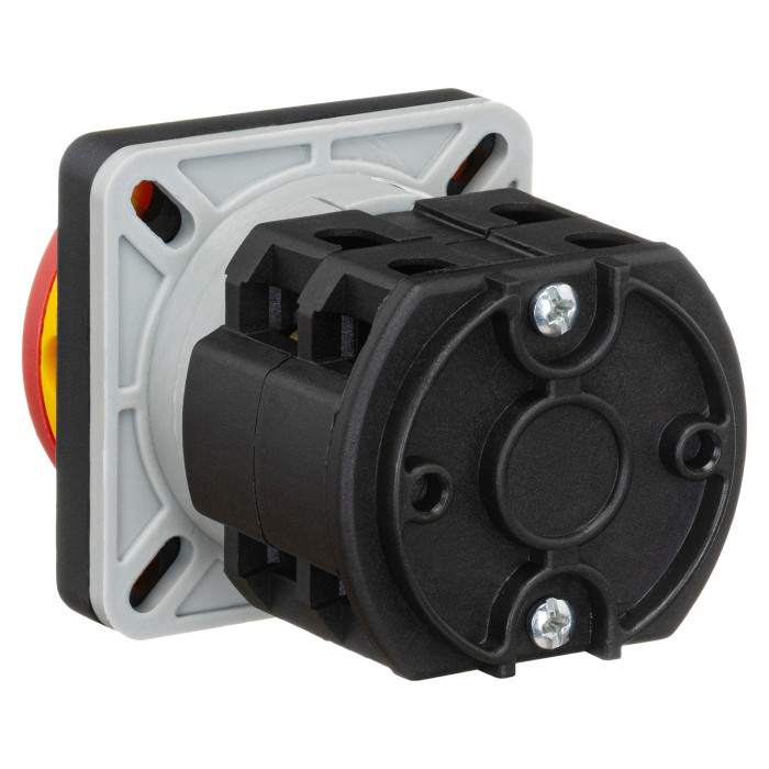 Кулачковий перемикач GC 25A 4P схема 92 (0-1) жовто-червоний