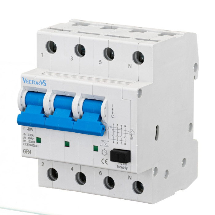 Пристрій захисного відключення (ПЗВ) GENESIS 4P 63A 30mA тип A (10kA)