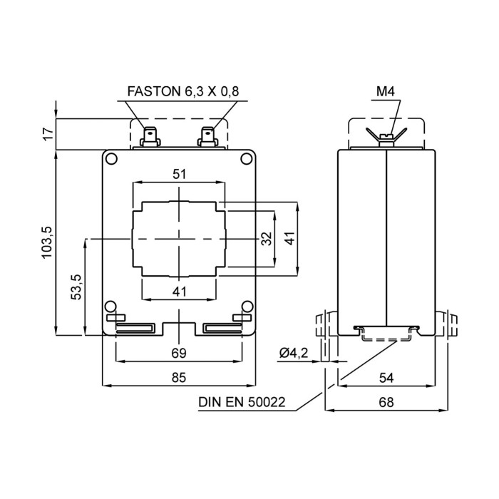 Трансформатор струму вимірювальний FRER TAC053 600 А 51 × 32 600/5 - TAC053600X05