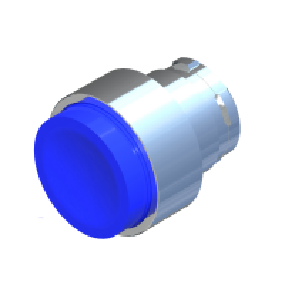 ECX 1114 Кнопка виступаюча без фіксації, блакитна, металевий корпус 30 мм