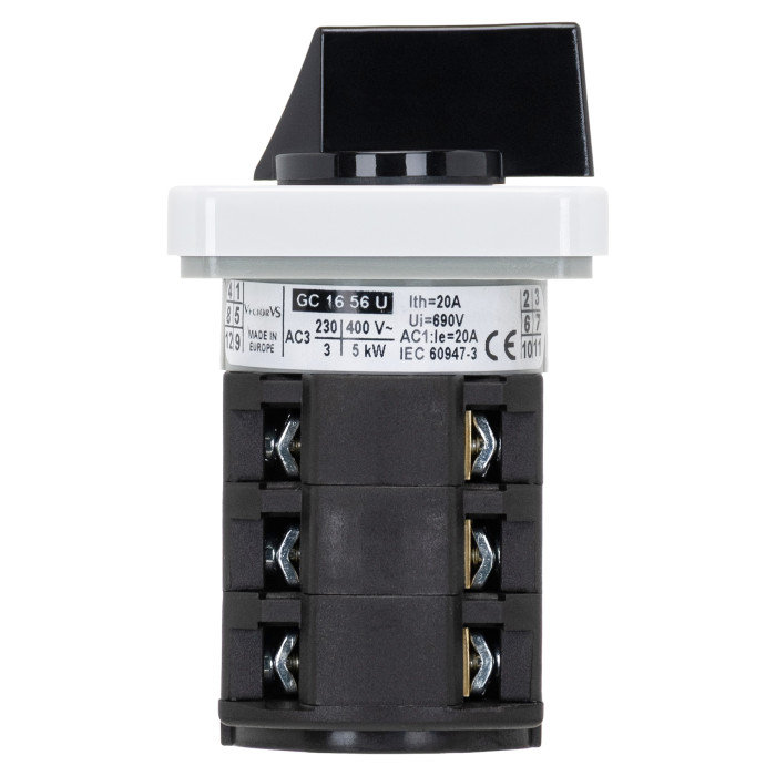 Кулачковий перемикач GC 16A 3P схема 56 (1-2)