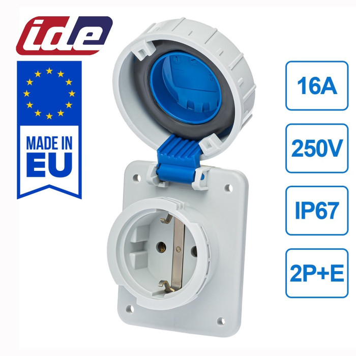 Розетка настінна IDE SCHUKO 2P+E 16 А 250 В IP67 - 00105