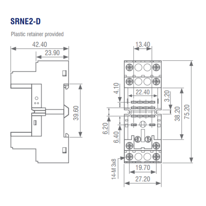 SRNE2-D Цоколь для реле HYE21 (з скобою)